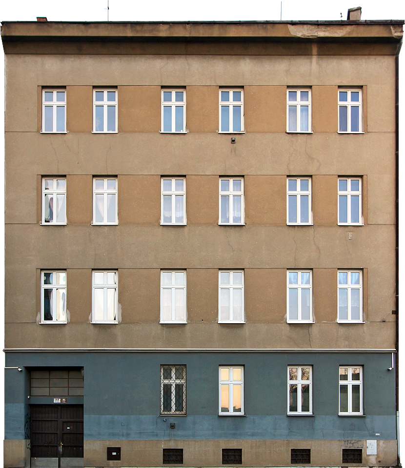 Dornych 33, dnes poslední z řady domů, původně za ním ještě stál dům č. 35 a přístavky přiléhající k mlýnu na Svitavském náhonu, těsně nad soutokem se Svrateckým náhonem.